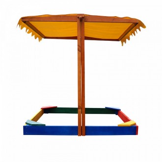 
Детская деревянная цветная песочница с навесом ТМ Sportbaby, размер 1.45х1.45х1. . фото 3