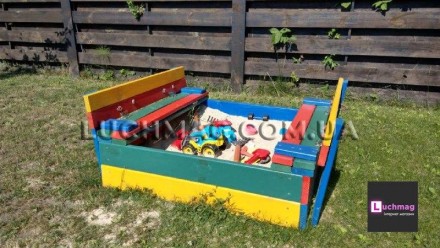 
Детская деревянная цветная песочница с откидной крышкой ТМ Sportbaby, размер 1х. . фото 2