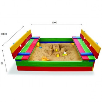 
Детская деревянная цветная песочница с откидной крышкой ТМ Sportbaby, размер 1х. . фото 5
