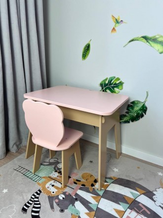 
Розовый детский стол со стулом "Pink Bear"
Описание
Размеры столика:
Ширина 45с. . фото 5