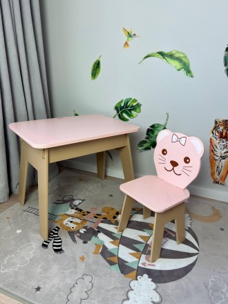 
Розовый детский стол со стулом "Pink Bear"
Описание
Размеры столика:
Ширина 45с. . фото 2