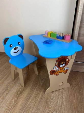 
Голубой детский стол-парта "Облако" со стулом фигурным
Описание
Размеры столика. . фото 2