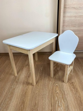 
Набор стол с откидной столешницей и стул с фигурной спинкой белого цвета, для д. . фото 3
