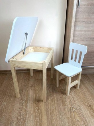 
Набор стол с откидной столешницей и стул с фигурной спинкой белого цвета, для д. . фото 2
