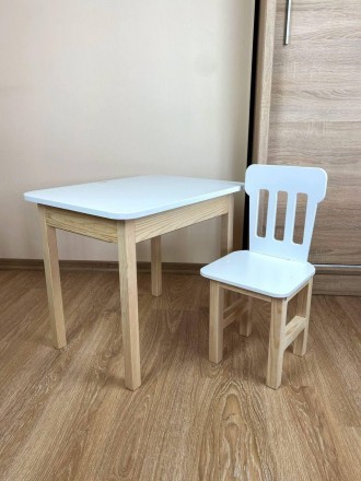 
Набор стол с откидной столешницей и стул с фигурной спинкой белого цвета, для д. . фото 4