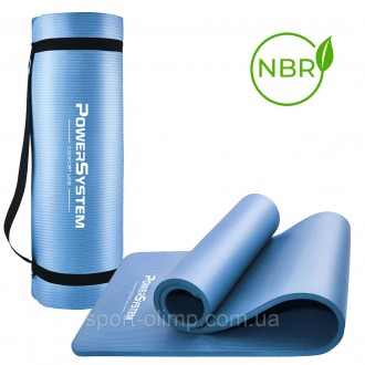 Килимок для йоги та фітнесу Power System PS-4017 NBR Fitness Yoga Mat Plus Blue . . фото 2