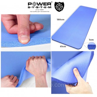 Килимок для йоги та фітнесу Power System PS-4017 NBR Fitness Yoga Mat Plus Blue . . фото 6