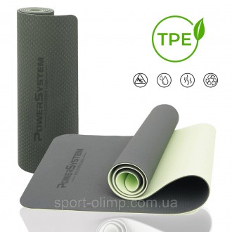Килимок для йоги та фітнесу Power System PS-4060 TPE Yoga Mat Premium Green (183. . фото 2