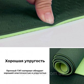 Килимок для йоги та фітнесу Power System PS-4060 TPE Yoga Mat Premium Green (183. . фото 8