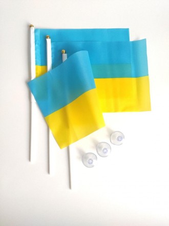Прапор Україна на паличці з присоскою підійде для проведення мітингів, акцій, ре. . фото 3