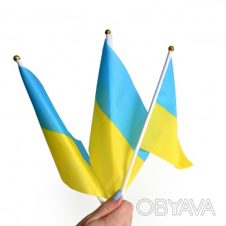 Прапор Україна на паличці з присоскою підійде для проведення мітингів, акцій, ре. . фото 1