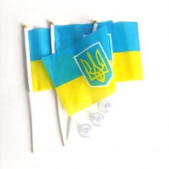 Прапор Україна на паличці з присоскою підійде для проведення мітингів, акцій, ре. . фото 4