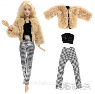 Набор одежды с шубой для куклы Барби. В разновидностях выбирайте вариант с плать. . фото 1