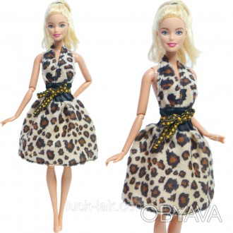 Платье  леопардовое для куклы Барби