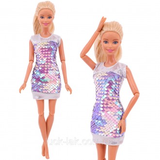 Платье с блестками, паетками которые можно переворачивать, для стройной куклы ти. . фото 2