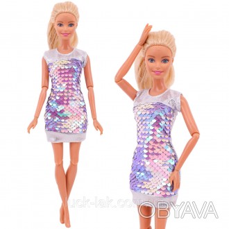 Платье с блестками, паетками которые можно переворачивать, для стройной куклы ти. . фото 1