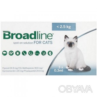 Капли Boehringer Ingelheim Broadline Спот-он против паразитов для кошек, S, до 2. . фото 1
