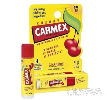 Лечебный бальзам для губ Вишня Carmex Cherry SPF 15 - включает в себя три изумит. . фото 1