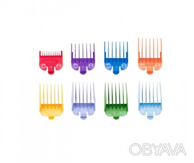 Набор пластиковых разноцветных насадок применяют с машинками для стрижки волос W. . фото 1