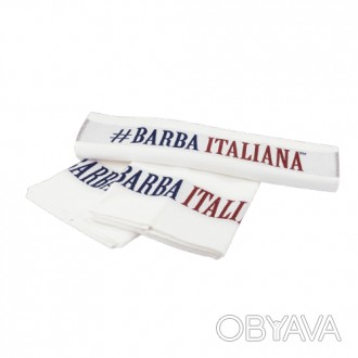 Белое хлопковое полотенце с вышитым красно-синим логотипом "Barba Italiana" обла. . фото 1