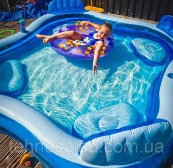 Дитячий надувний басейн прямокутний сімейний великий 229 х 229 х 66 см для будин. . фото 4