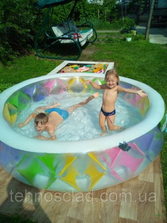 Дитячий надувний басейн круглий сімейний великий прозорий 229 х 56 см для будинк. . фото 3