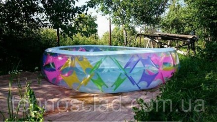 Дитячий надувний басейн круглий сімейний великий прозорий 229 х 56 см для будинк. . фото 6