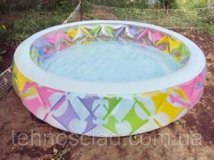 Дитячий надувний басейн круглий сімейний великий прозорий 229 х 56 см для будинк. . фото 4