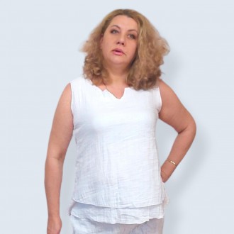 Женская майка блуза из муслина, р 46-54, 100% Хлопок ТМ TurkOtantik пр-во Турция. . фото 4