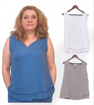 Женская майка блуза из муслина, р 46-54, 100% Хлопок ТМ TurkOtantik пр-во Турция. . фото 2