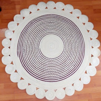 Круглый плетенный белый коврик 130 см, в прихожую, на кухню, в гостиную, ручная . . фото 3