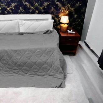 Летнее одеяло, покрывало стеганое My Home в размере 220*240 см, антрацит, 100% Х. . фото 4