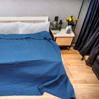 Летнее одеяло, покрывало стеганое My Home в размере 220*240 см, синее, 100% Хлоп. . фото 2