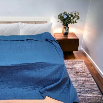 Летнее одеяло, покрывало стеганое My Home в размере 220*240 см, синее, 100% Хлоп. . фото 5