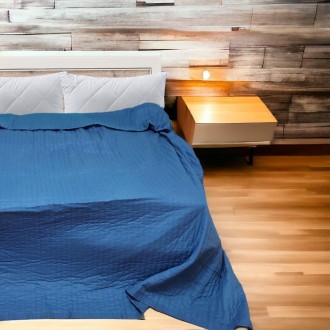Летнее одеяло, покрывало стеганое My Home в размере 220*240 см, синее, 100% Хлоп. . фото 4