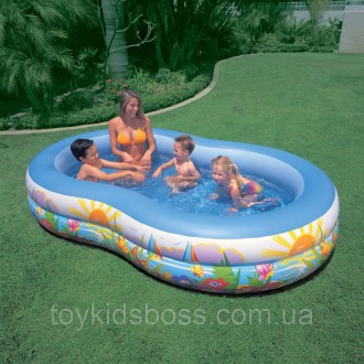Дитячий надувний басейн Intex 56490 овальної форми прекрасно підійде для малюків. . фото 3