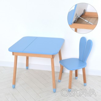 Комплект ARINWOOD Зайчик Desk з ящиком Пастельно синій (столик + стілець) 04-025. . фото 1