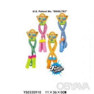 Скакалка AJ783-3JR (120 шт.) 200 см, мотузка, ручки пластик, 4 кольори, в кортон. . фото 1