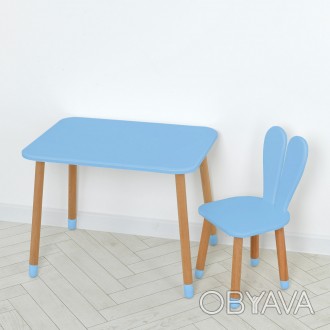Комплект ARINWOOD Зайчик Пастельно-синій (столик 500×680 + стілець) 04-027BLAKYT. . фото 1