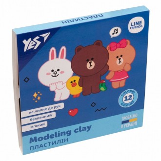 Пластилін YES, 12 кол., 240г "Line Friends". Киев. фото 1 Пластилін YES, 12 кол., 240г "Line Friends". Киев. фото 1