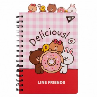 Блокнот YES А5, 80 арк., cпіраль з фігурн. роздільниками "Line Friends. Deliciou. Киев. фото 1 Блокнот YES А5, 80 арк., cпіраль з фігурн. роздільниками "Line Friends. Deliciou. Киев. фото 1