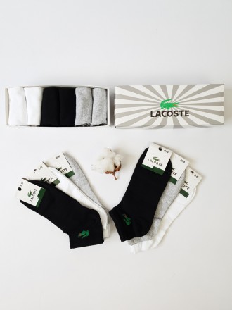 Набір спортивні шкарпетки для чоловіків Lacoste 6 пар. Шкарпетки комплект Лакост. . фото 4