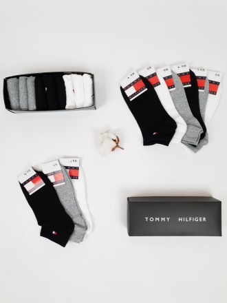 Короткі шкарпетки з бавовни набір 9 пар Tommy Hilfiger. Шкарпетки чоловічі низьк. . фото 6