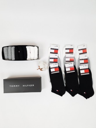 Короткі шкарпетки з бавовни набір 9 пар Tommy Hilfiger. Шкарпетки чоловічі низьк. . фото 5