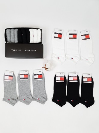 Короткі шкарпетки з бавовни набір 9 пар Tommy Hilfiger. Шкарпетки чоловічі низьк. . фото 2