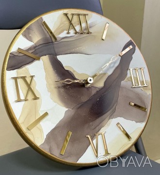 Настінний годинник з серії FLUID ART - це втілення краси алкогольних чорнил у по. . фото 1