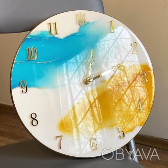 Настінний годинник з серії FLUID ART - це втілення краси алкогольних чорнил, зал. . фото 1