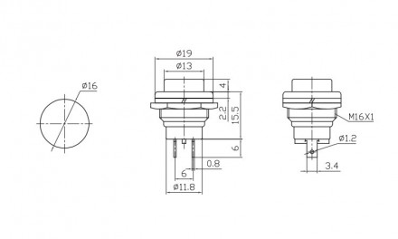 Кнопка большая PBS-26B без фиксации OFF-(ON), 2pin, 2А, 250V, белая, 1уп-10шт
Кн. . фото 3