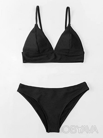 Раздельный женский купальник CUPSHE бикини черный, размер XS