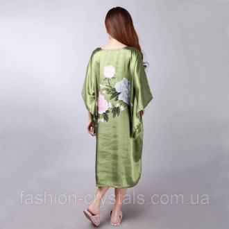 Элегантное атласное платье кимоно из искусственного шелка, приятное к телу, легк. . фото 3